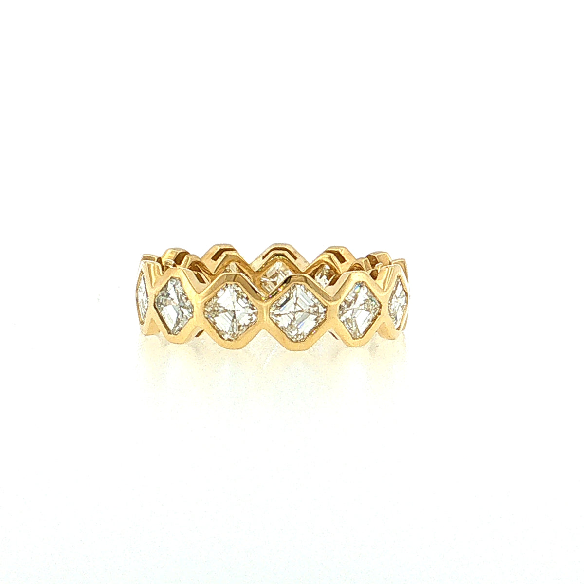 4.16 Asscher Cut Diamond Eternity Band 18k Yellow Gold