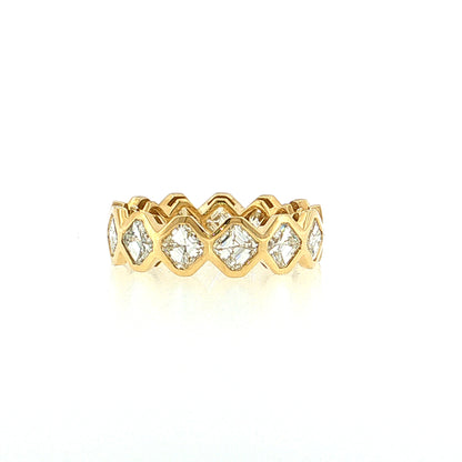 4.16 Asscher Cut Diamond Eternity Band 18k Yellow Gold