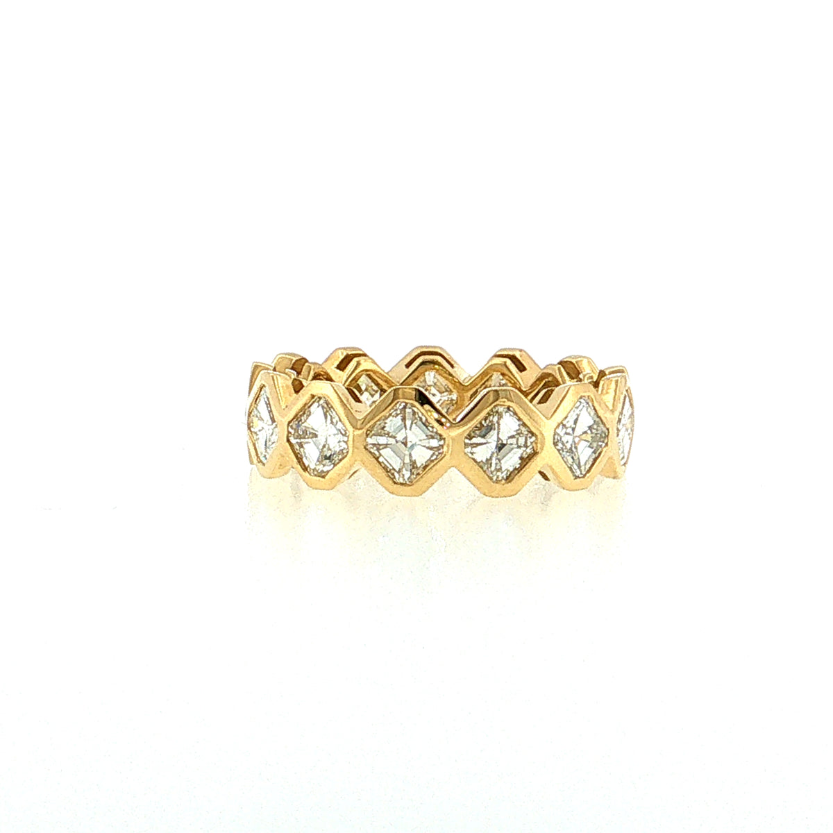 4.16 Asscher Cut Diamond Eternity Band 18k Yellow Gold