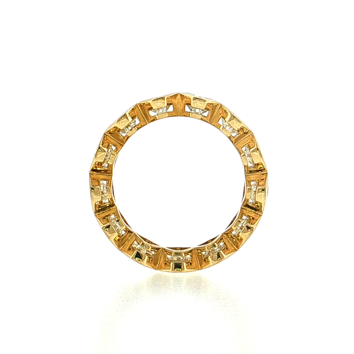 4.16 Asscher Cut Diamond Eternity Band 18k Yellow Gold