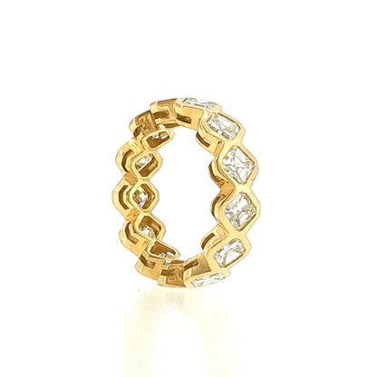 4.16 Asscher Cut Diamond Eternity Band 18k Yellow Gold