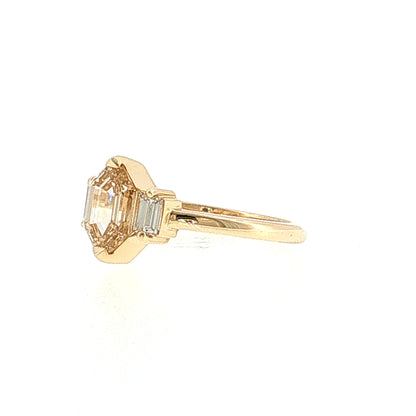 1.31 Fancy Brown Hexagon Diamond Ring 14K Yellow Gold