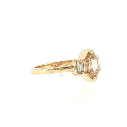1.31 Fancy Brown Hexagon Diamond Ring 14K Yellow Gold