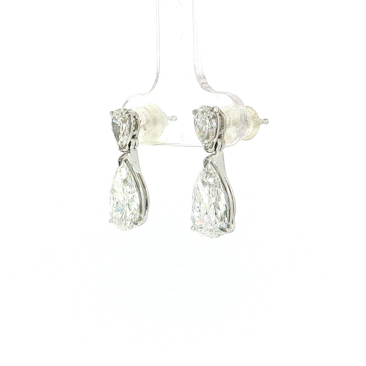 4.77 Pear Cut Diamond Drop Earrings 18k White Gold