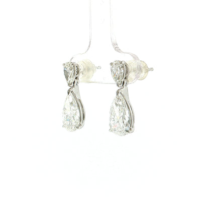 4.77 Pear Cut Diamond Drop Earrings 18k White Gold