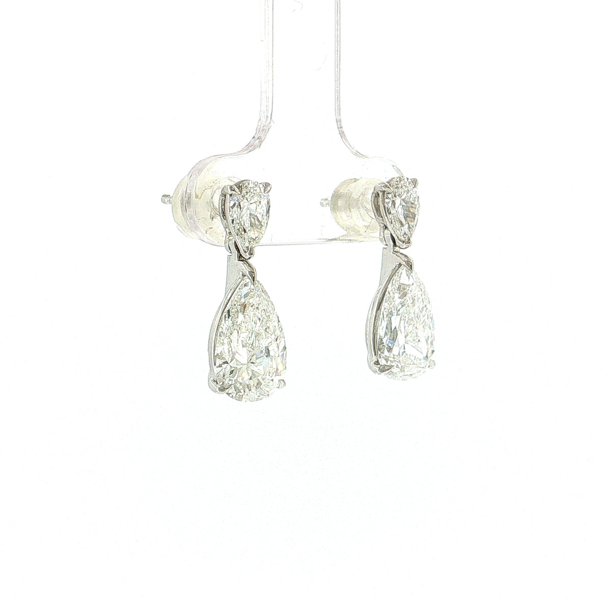 4.77 Pear Cut Diamond Drop Earrings 18k White Gold