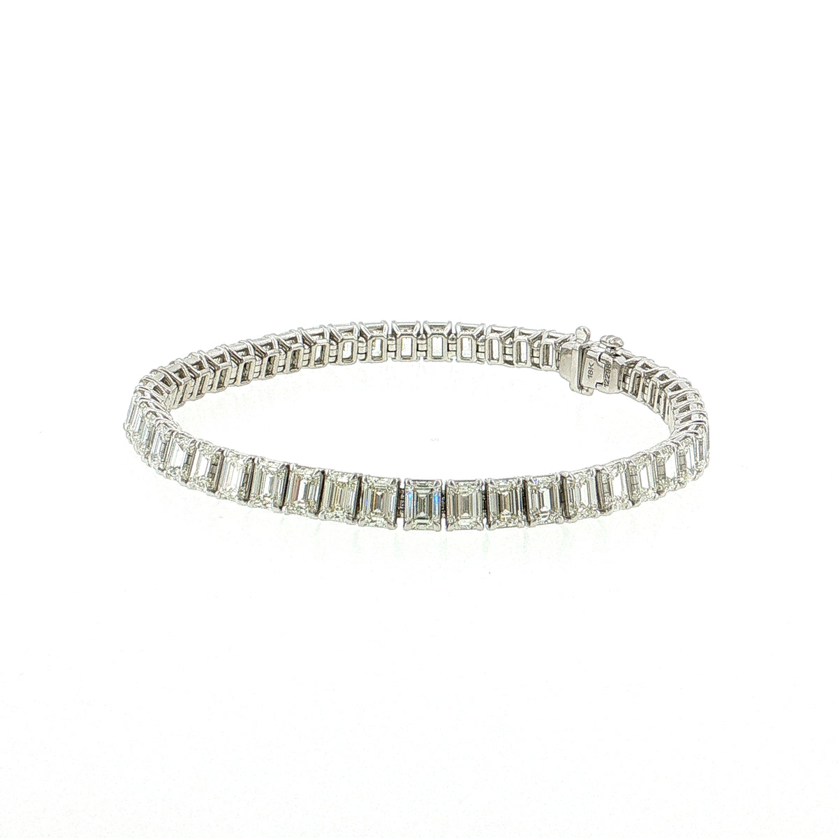 16.27ct Emerald Cut Diamond Tennis Bracelet 18k White Gold