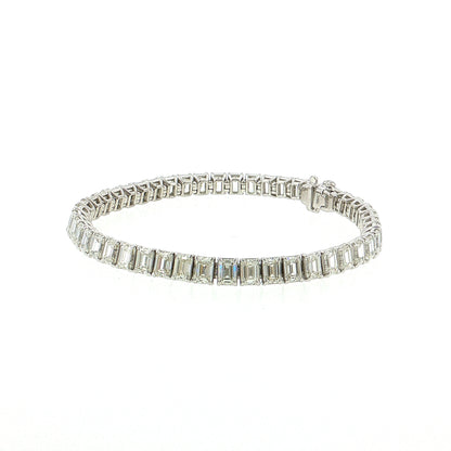 16.27ct Emerald Cut Diamond Tennis Bracelet 18k White Gold