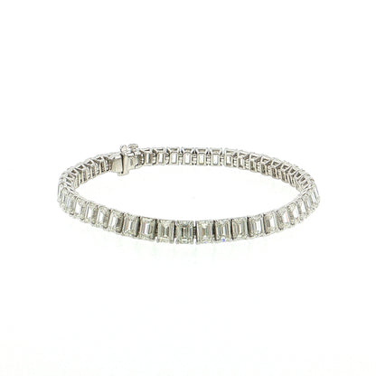 16.27ct Emerald Cut Diamond Tennis Bracelet 18k White Gold