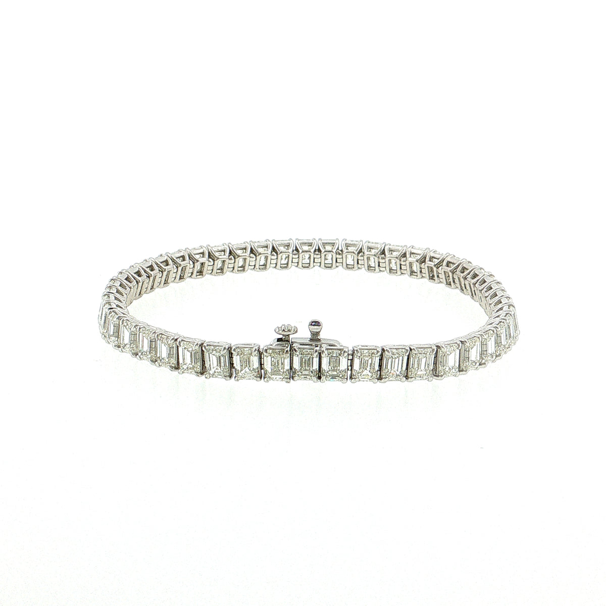 16.27ct Emerald Cut Diamond Tennis Bracelet 18k White Gold