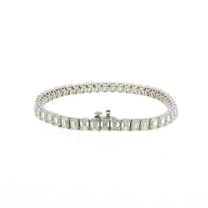 16.27ct Emerald Cut Diamond Tennis Bracelet 18k White Gold