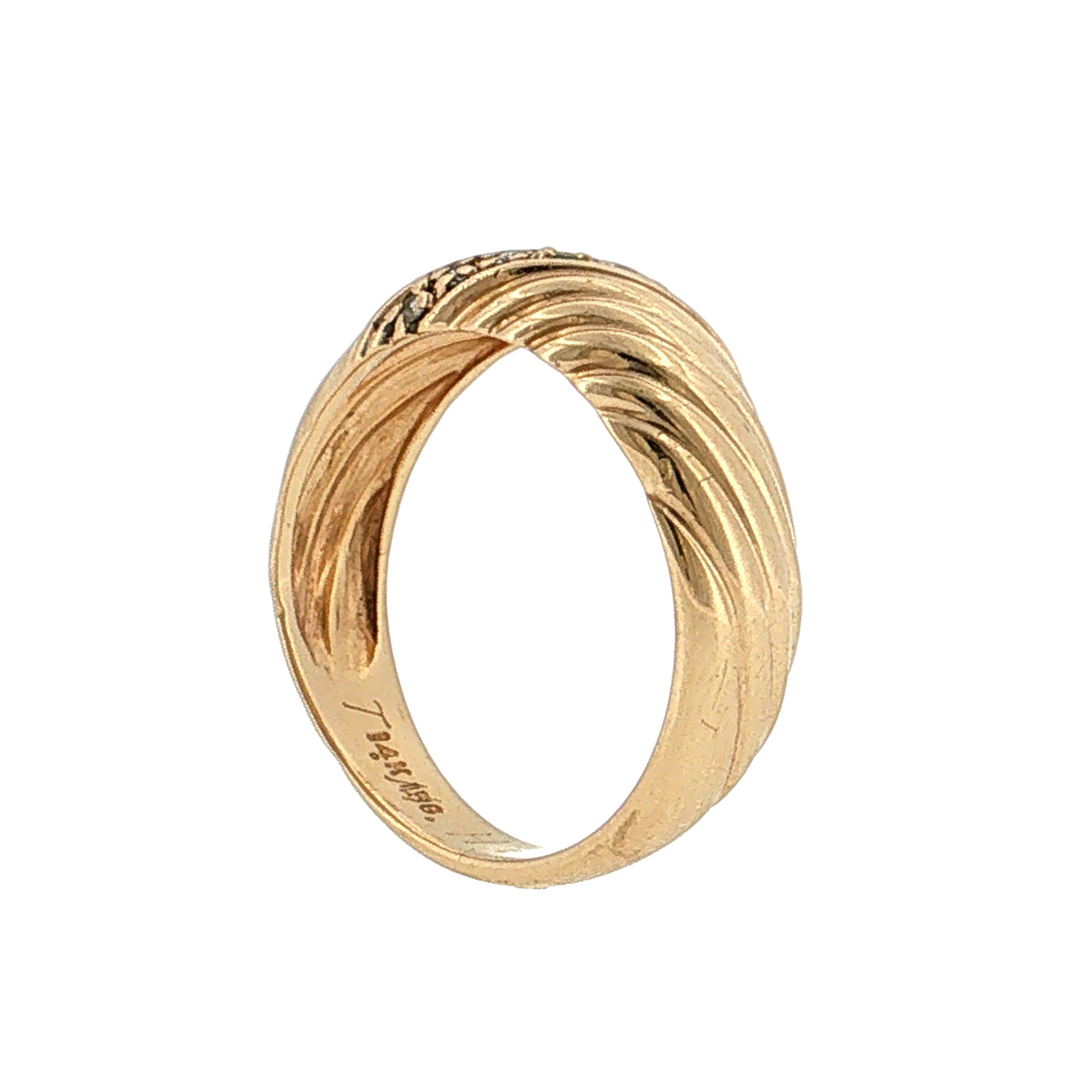 Diamond and Emerald Textured Wedding Band