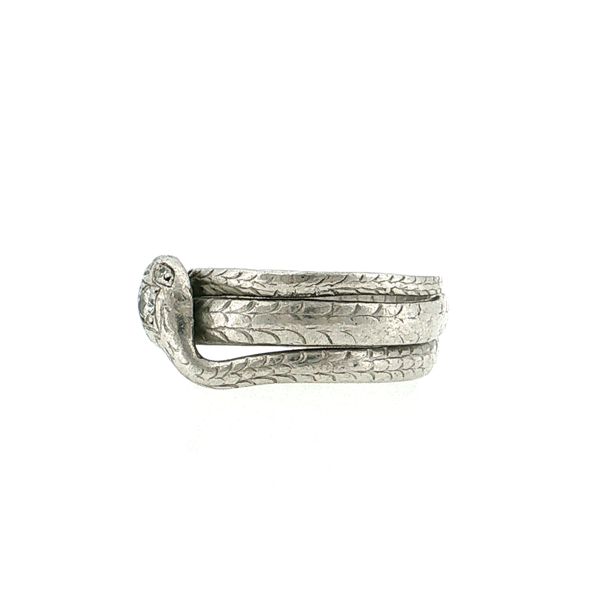 Men's Coiled Snake Diamond Ring Platinum