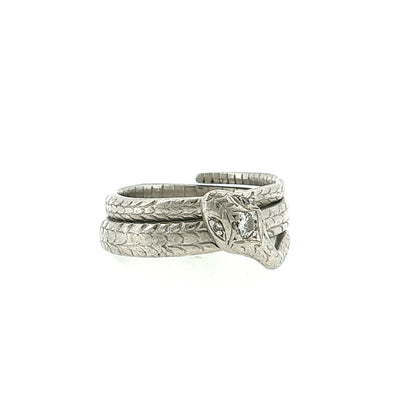 Men's Coiled Snake Diamond Ring Platinum