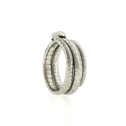 Men's Coiled Snake Diamond Ring Platinum