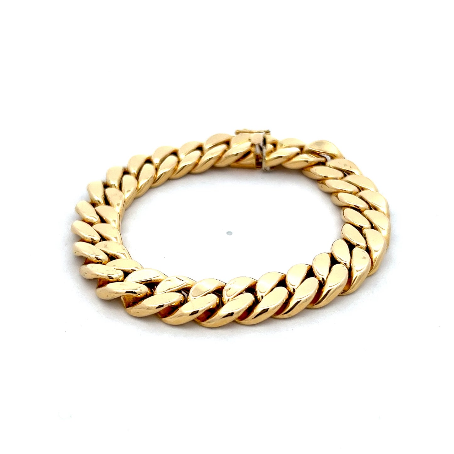 Unisex Flat Curb Link Bracelet in 18k Yellow Gold