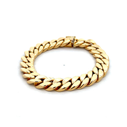 Unisex Flat Curb Link Bracelet in 18k Yellow Gold