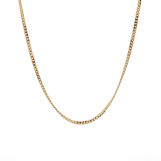 Unisex Flat Curb Link Chain Necklace 10k Yellow Gold