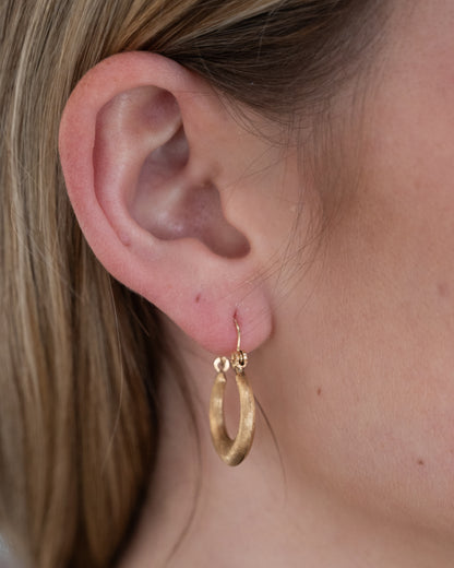 Satin Finish Hoop Earrings 14k Yellow Gold