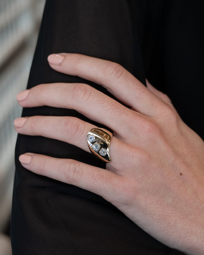 .86 Diamond Three Stone Cocktail Ring 14k Yellow Gold