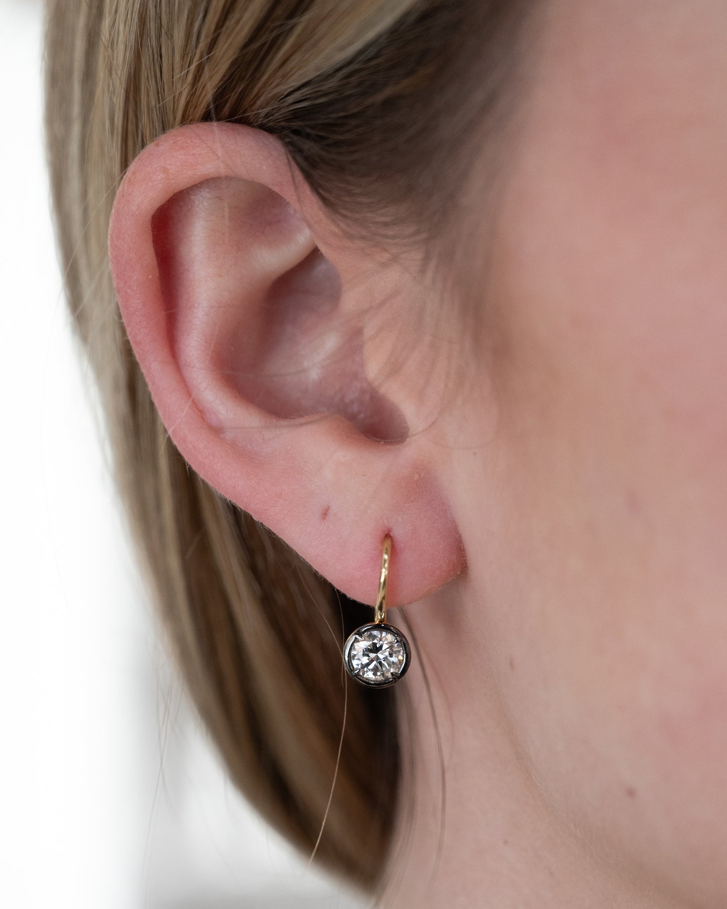 1.40 GIA Diamond Drop Earrings 18k Yellow Gold