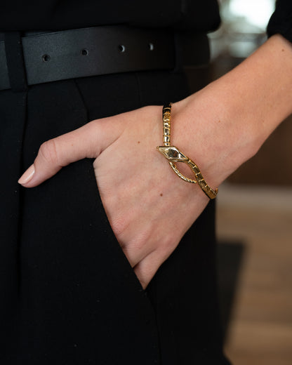 .03 Diamond Snake Bangle Bracelet 14k Yellow Gold