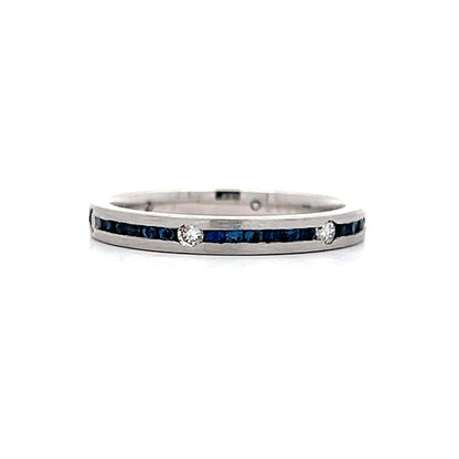 Sapphire & Diamond Stacking Band in 18k White Gold