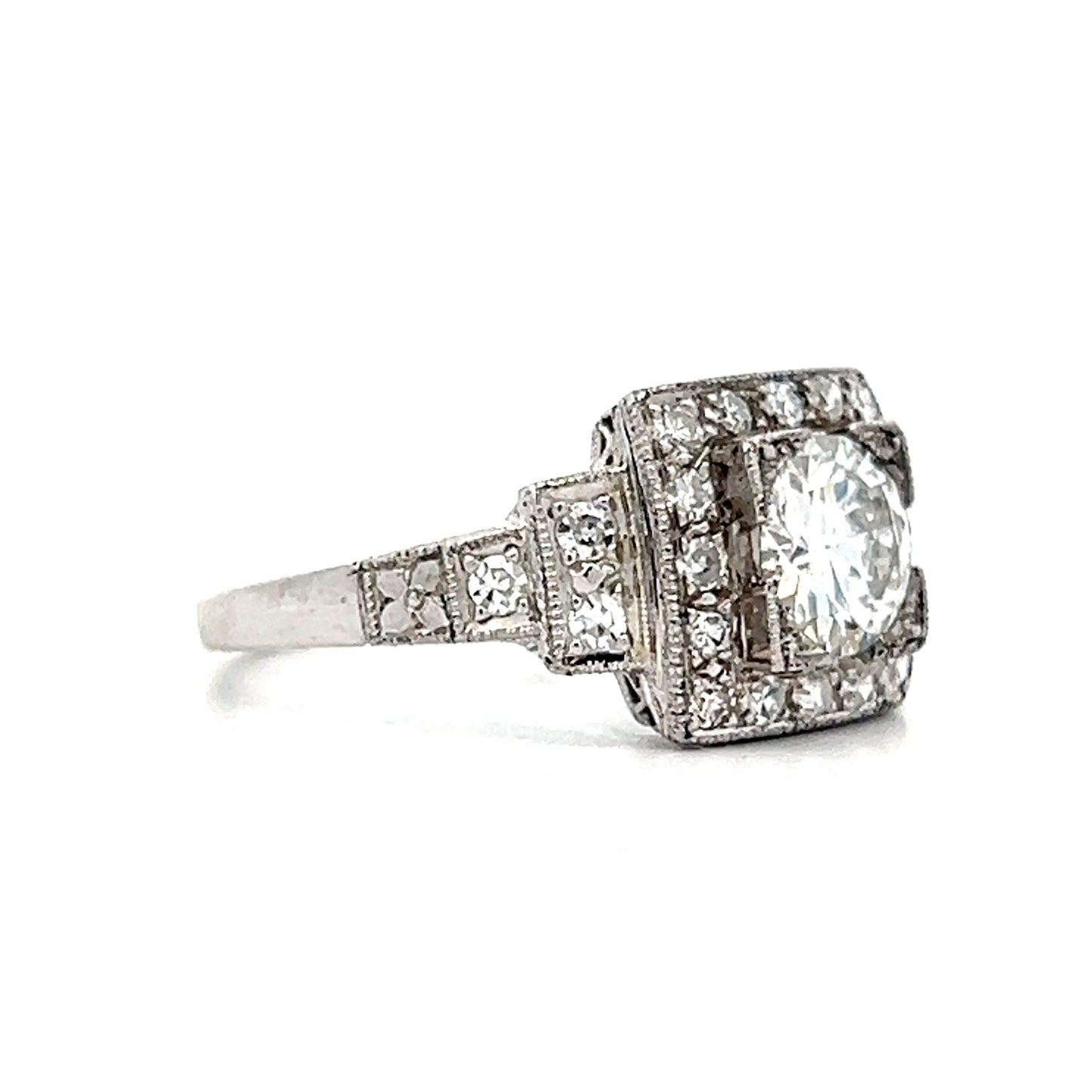Art Deco Diamond Step Engagement Ring in Platinum
