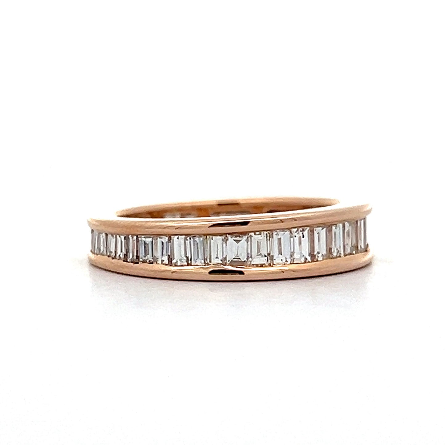 Baguette Diamond Channel Wedding Band in Rose Gold