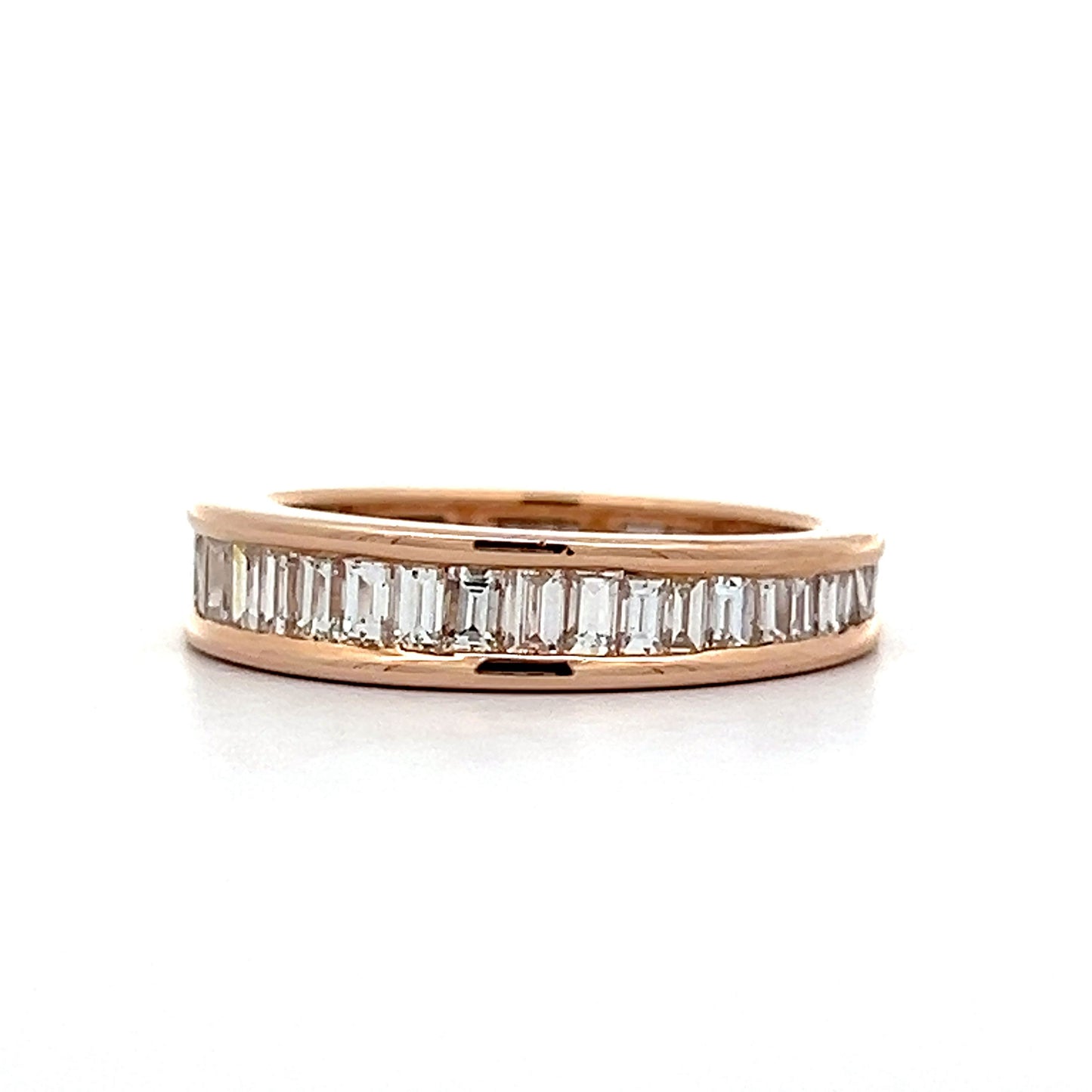 Baguette Diamond Channel Wedding Band in Rose Gold