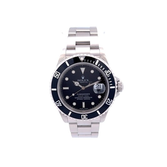 Rolex Submariner Date Black Dial Black Bezel Oyster 16610