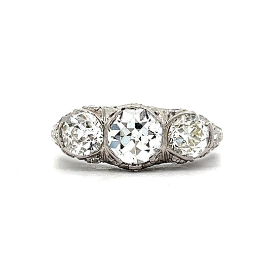 1.03 Vintage Art Deco Filigree Engagement Ring in Platinum