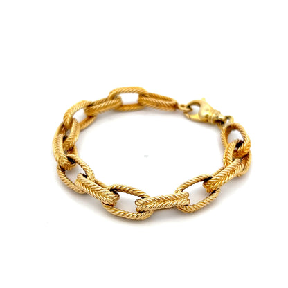Rope Textured Charm Bracelet in 14k Yellow Gold