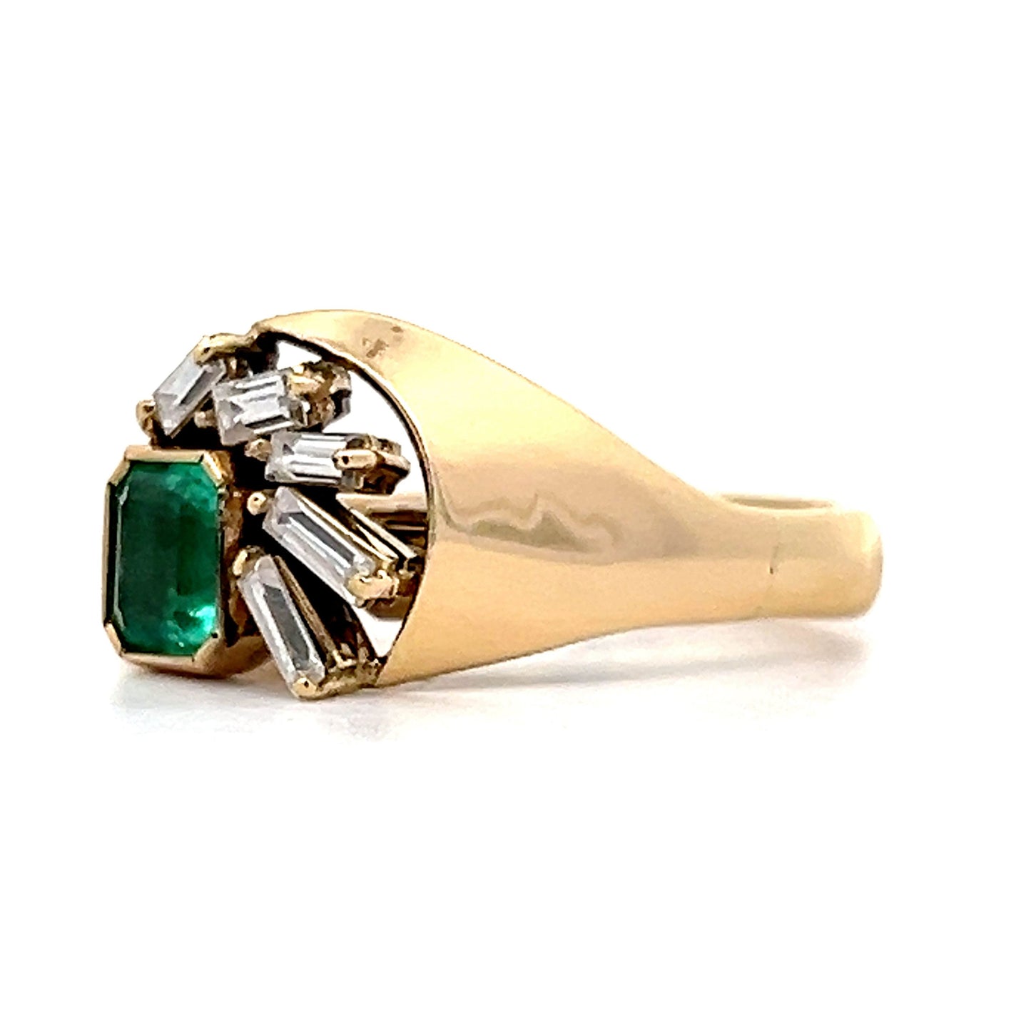 .60 Bezel Emerald & Diamond Cocktail Ring in 18k Yellow Gold