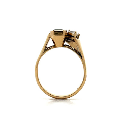 .60 Bezel Emerald & Diamond Cocktail Ring in 18k Yellow Gold