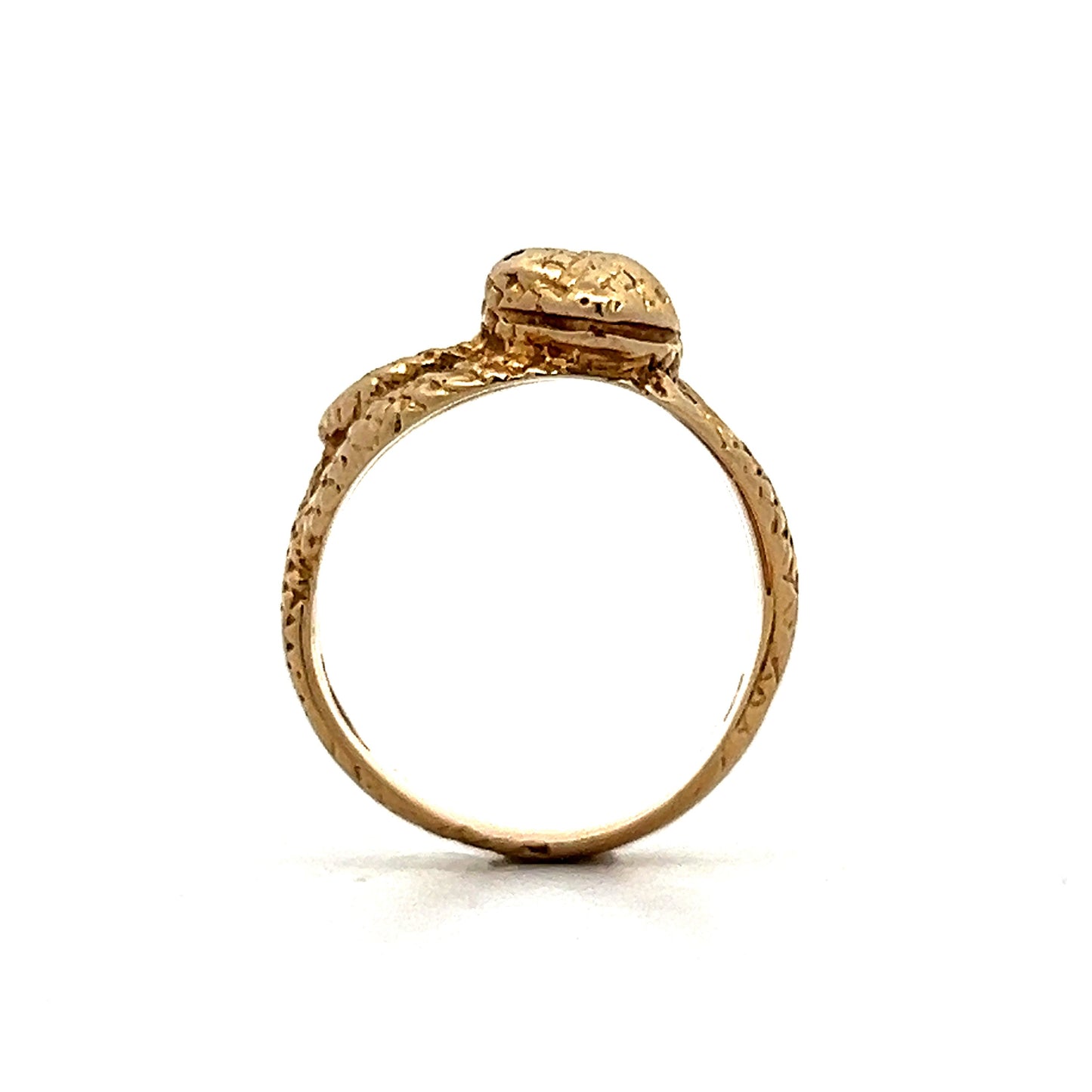 Vintage Mid-Century 14k Textured Yellow Gold Snake Ring
