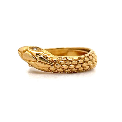 Vintage Mid-Century Diamond Snake Ring in Yellow Gold