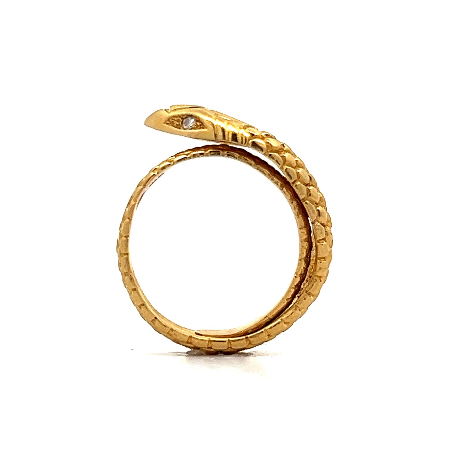 Vintage Mid-Century Diamond Snake Ring in Yellow Gold