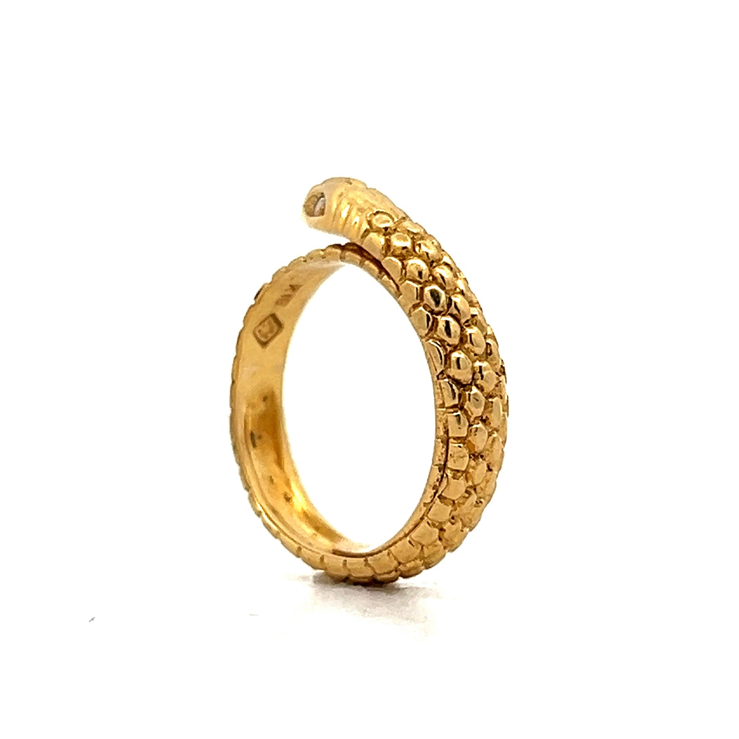 Vintage Mid-Century Diamond Snake Ring in Yellow Gold