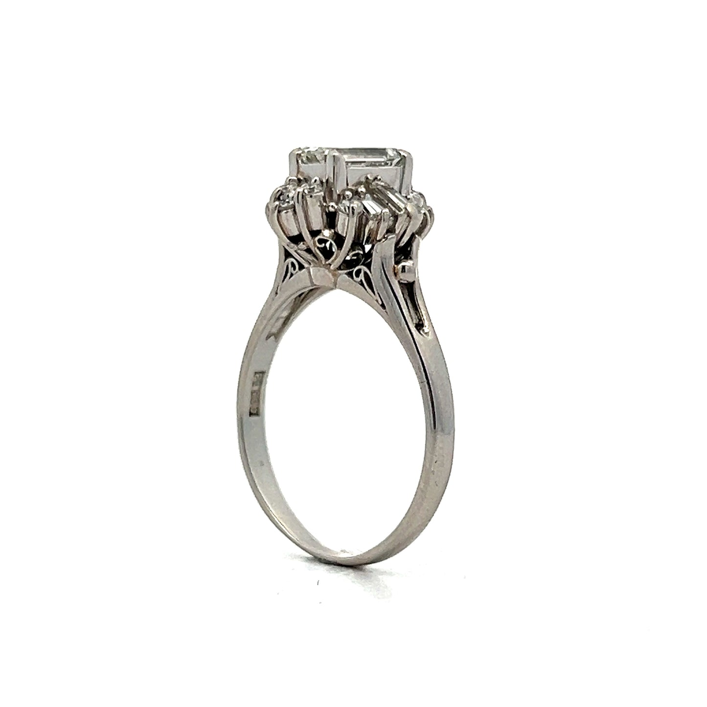 Ballerina Style Diamond Engagement Ring in Platinum