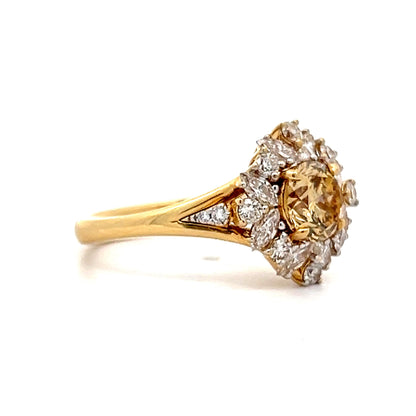 1.10 Cluster Diamond Ballerina Engagement Ring in 18k Yellow Gold