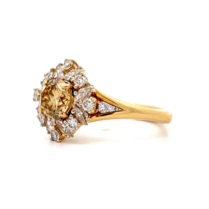 1.10 Cluster Diamond Ballerina Engagement Ring in 18k Yellow Gold