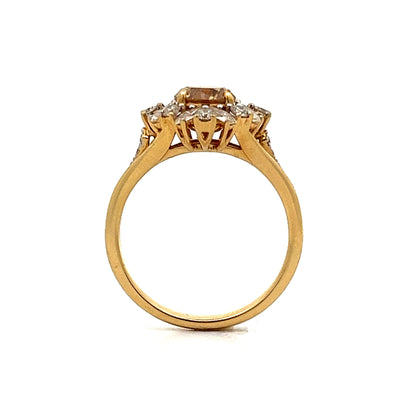 1.10 Cluster Diamond Ballerina Engagement Ring in 18k Yellow Gold