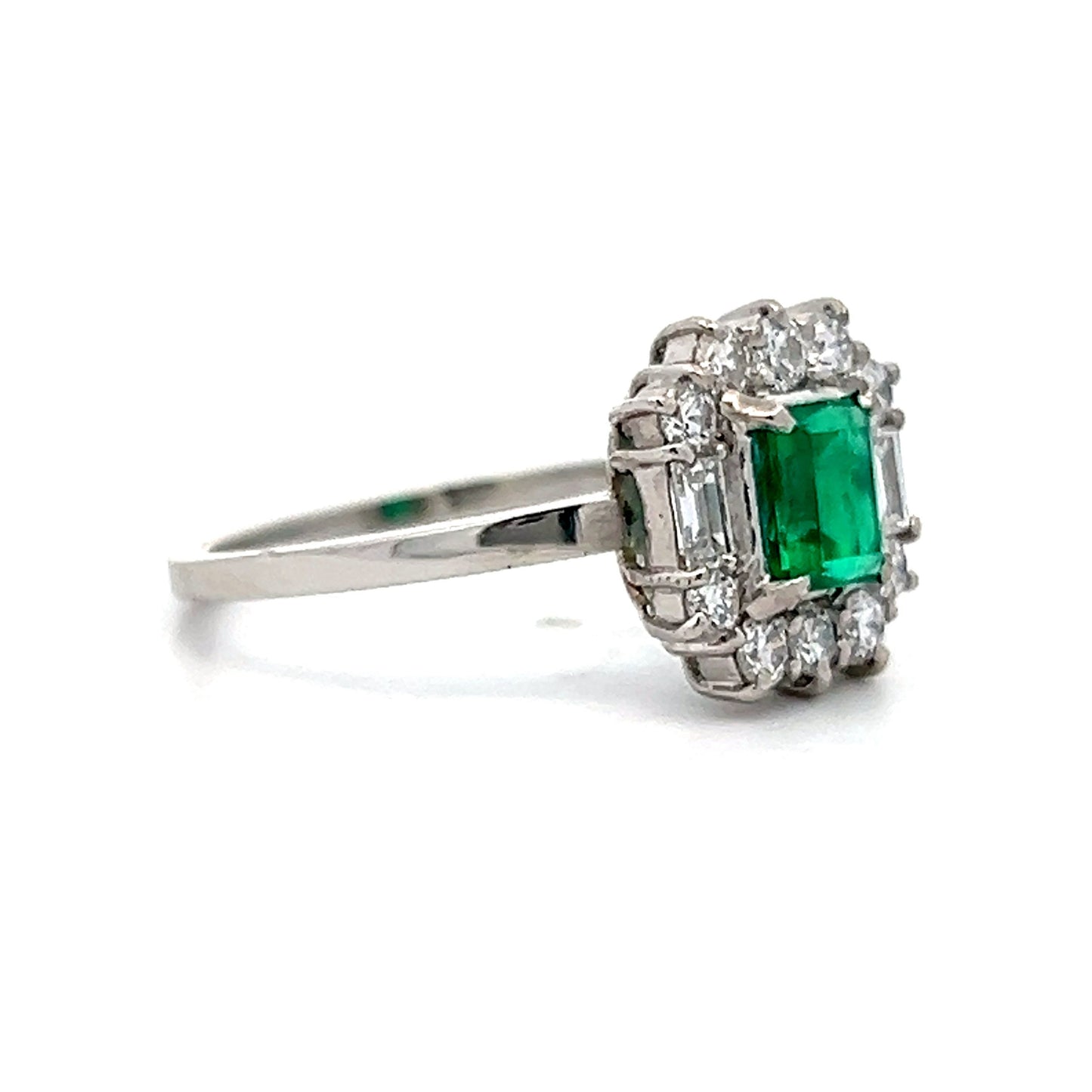 .61 Emerald Cut Emerald Cocktail Ring in Platinum