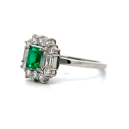 .61 Emerald Cut Emerald Cocktail Ring in Platinum