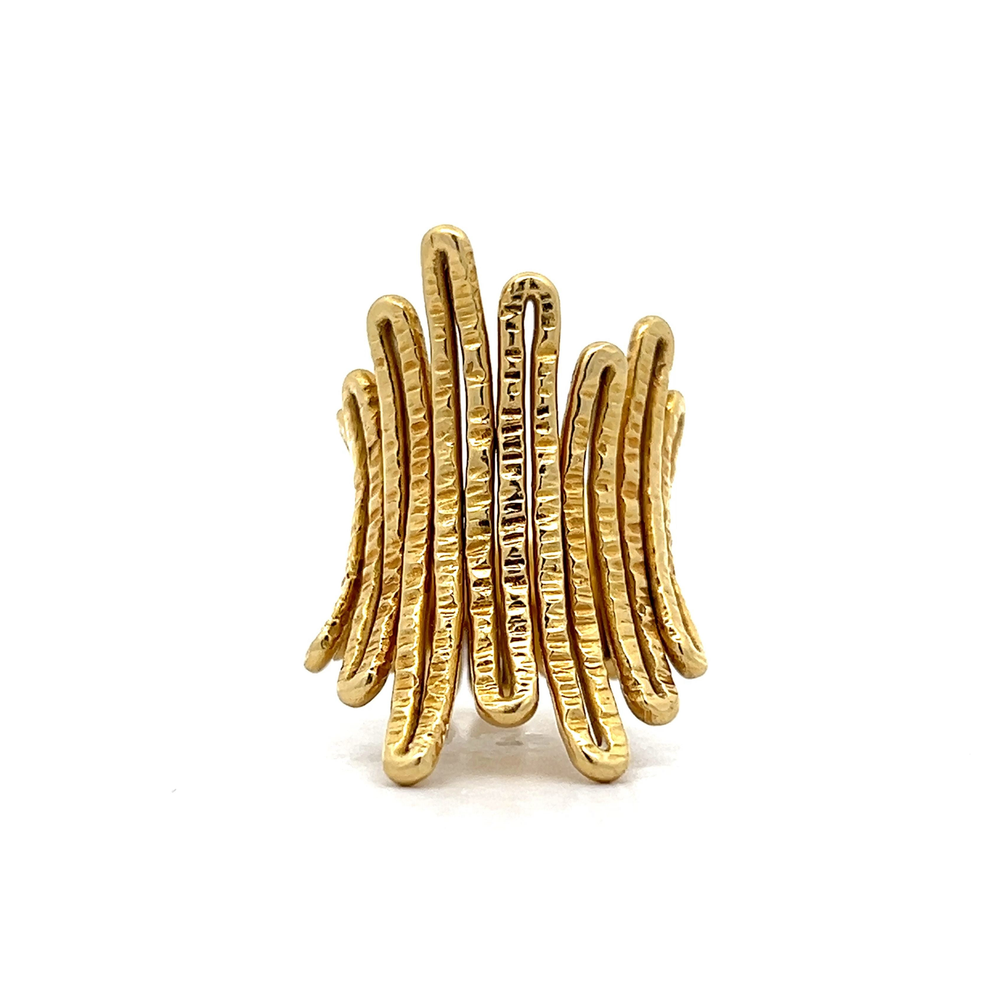 Organic Textured Right Hand Ring in 18k Yellow Gold – Filigree Jewelers