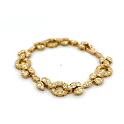 2.89 Diamond Leaf Bracelet in 18k Yellow Gold