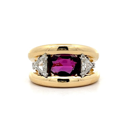 1.60 Ruby & Diamond Cocktail Ring in 18k Yellow Gold