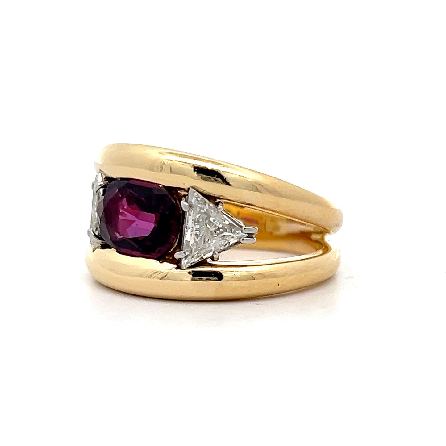 1.60 Ruby & Diamond Cocktail Ring in 18k Yellow Gold