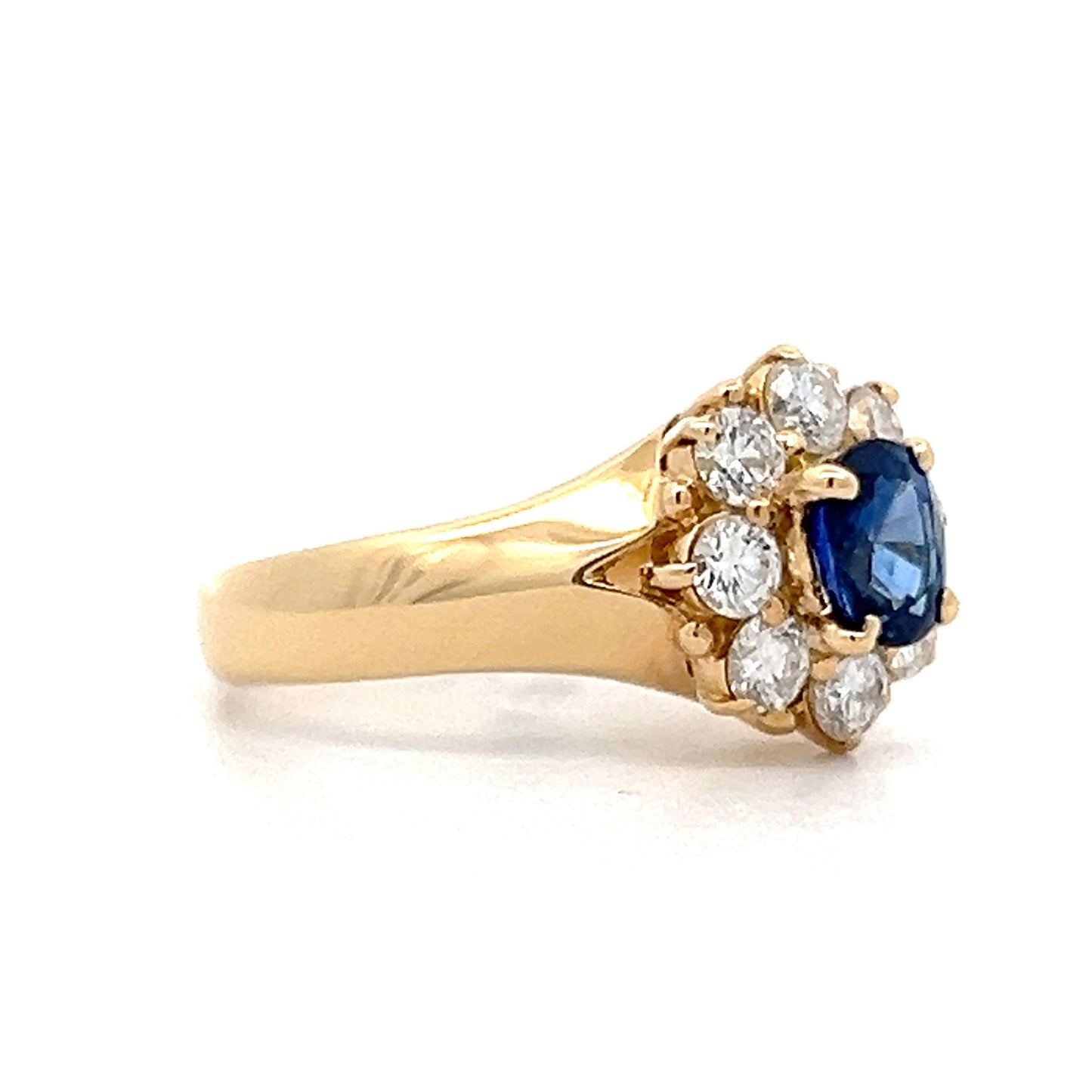 .50 Oval Sapphire & Diamond Cluster Ring in 18k Yellow Gold